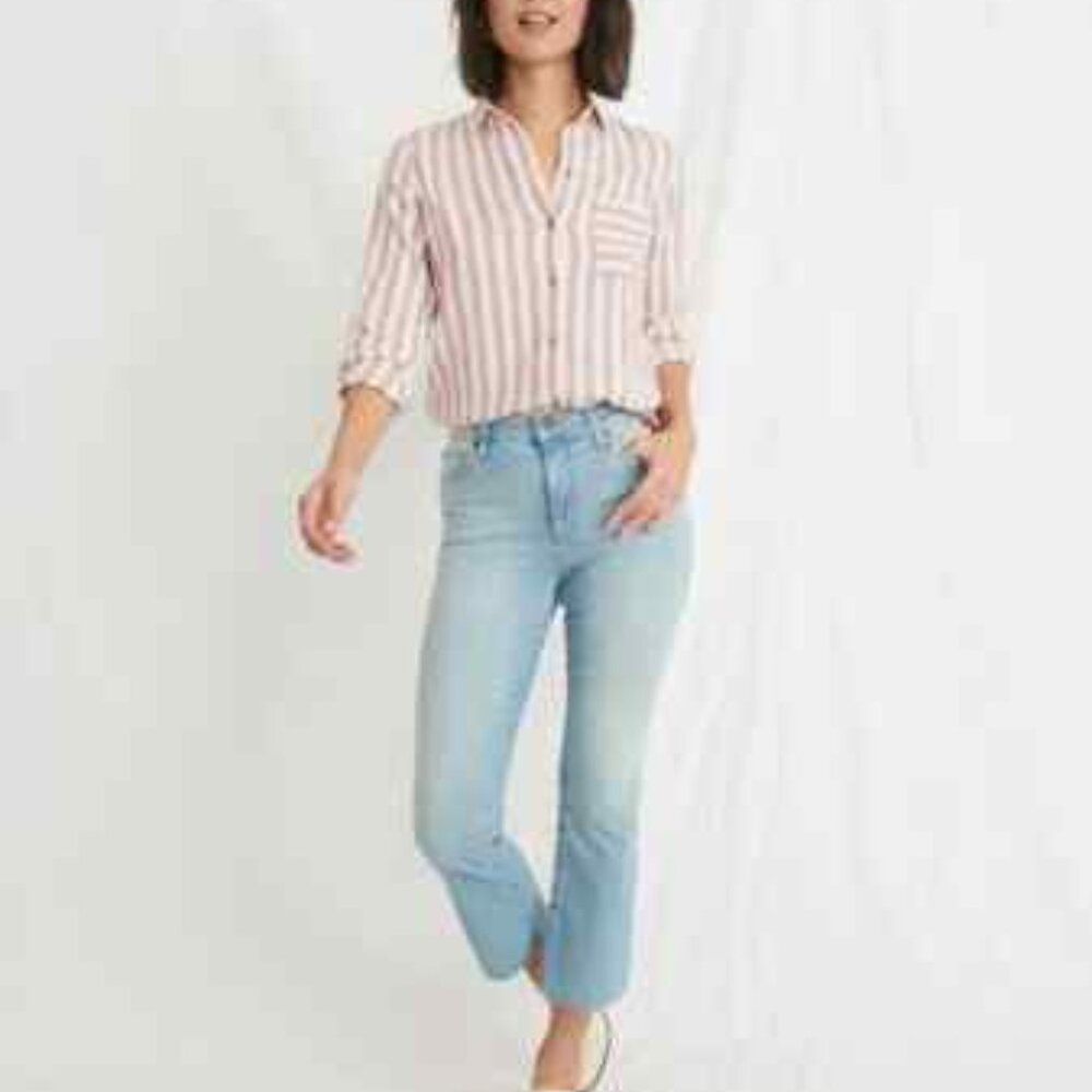 Marine Layer Kick Flare Jean Light Wash Vintage Straight 25 Floral Embroidered